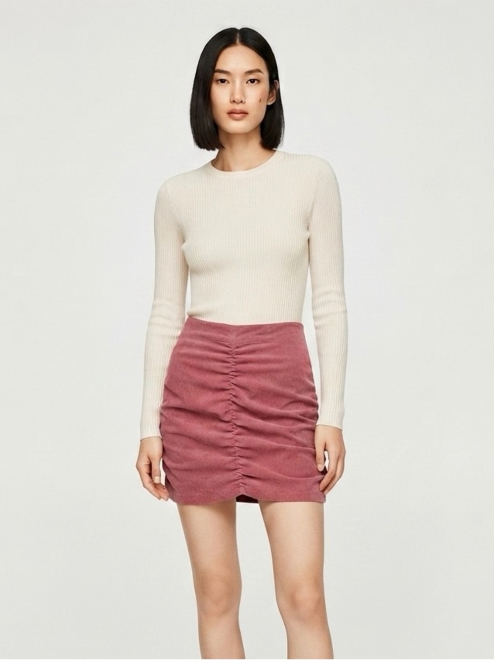 [Zara] Corduroy Ruched Mini Skirt